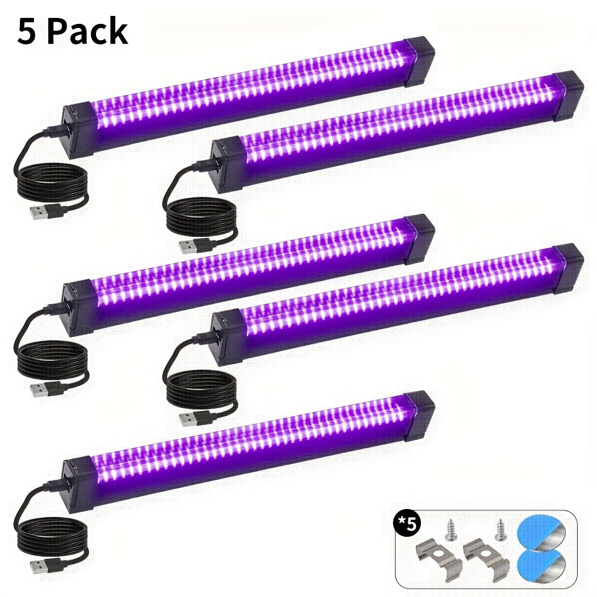 UV Black Light Bar 40 LED 385-400nm USB Plug 3 Modes Portable Blacklight for Glow Party Body Paint Fluorescent Poster Halloween Christmas Decor