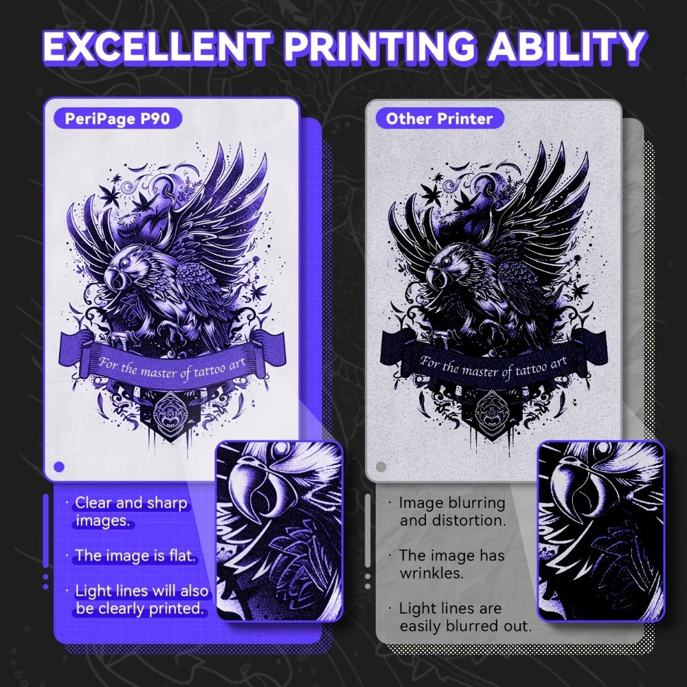 Tattoo Stencil Printer D80 - Wireless Bluetooth Thermal Printer for Tattoo Transfer Paper & A4 Office Printing, Portable Inkless Printer Compatible with iOS Android Laptop Phone Tablet