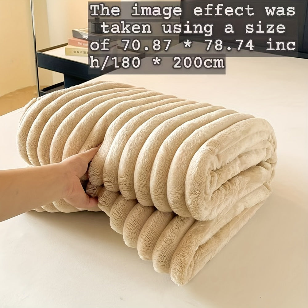 Plush Faux Fur Blanket ¨C Imitation Rabbit Fur 300-350gsm Knit Throw for Sofa, Bed & Travel, All Season, 3 Colors, 2 Sizes