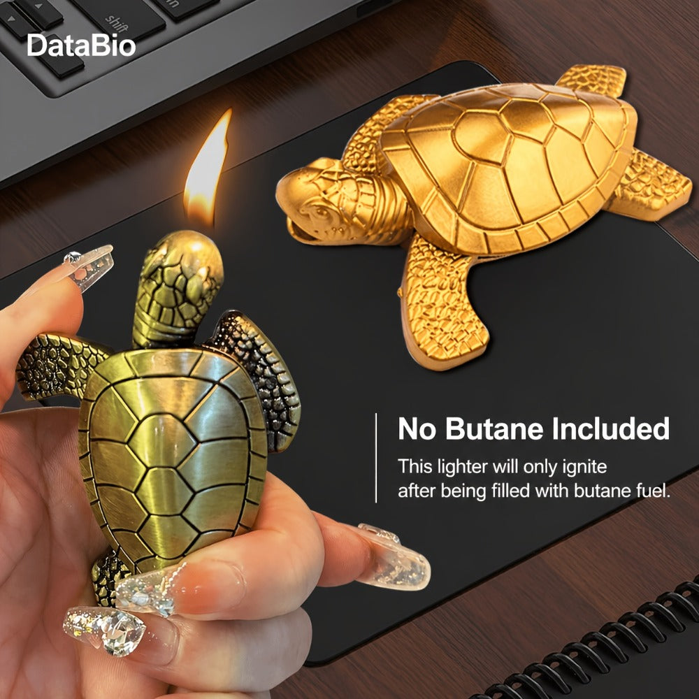 Turtle Lighter Refillable Soft Flame - Creative Novelty Butane Lighter with Adjustable Flame, Aluminum Alloy Shell, Desktop Portable Design, Cool Gift for Men, Birthday Holiday Gift, Golden & Bronze