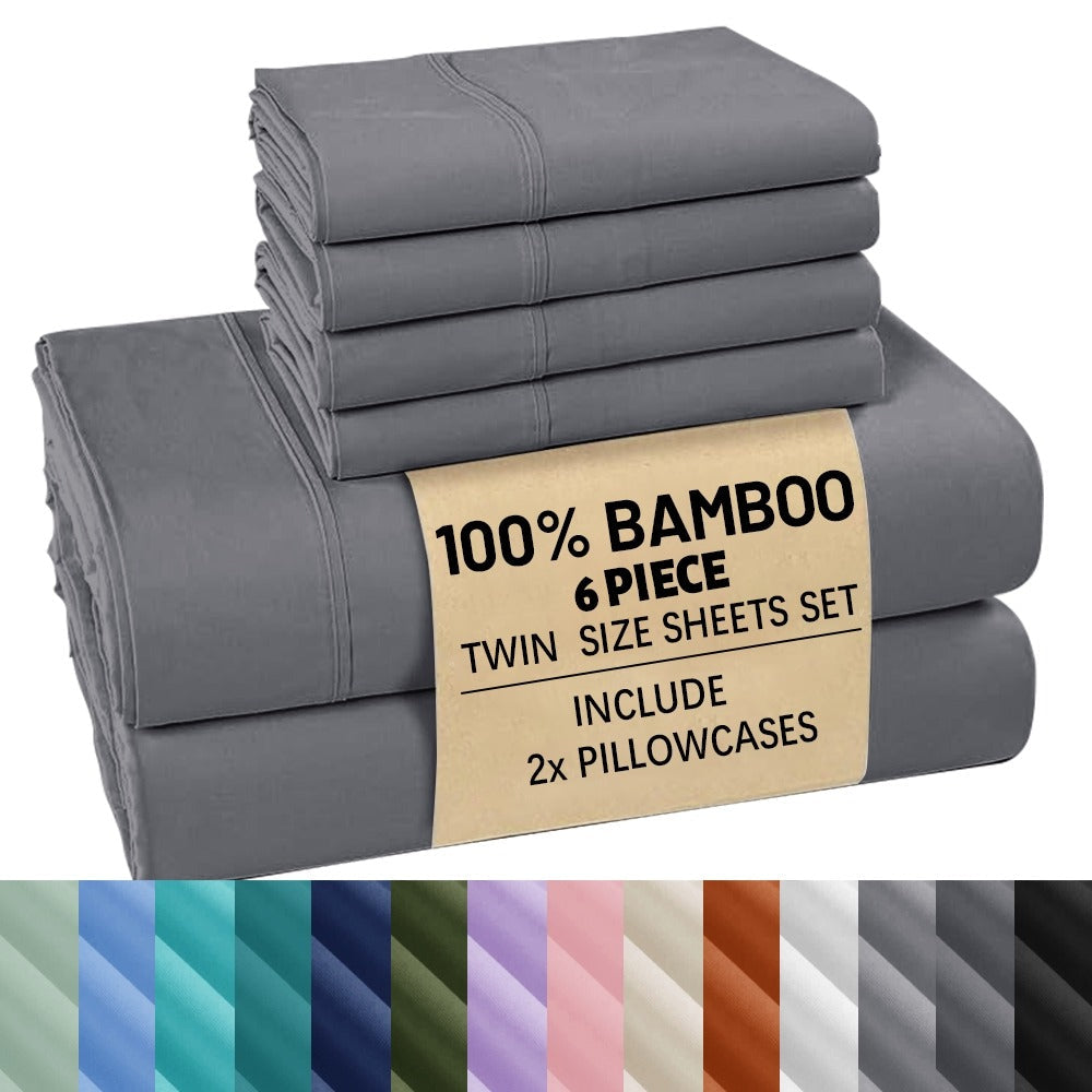 Bamboo Bed Sheet Set Ultra Soft Cooling - 100% Viscose Bamboo Sheets Twin Full Queen King, Breathable Luxury Bedding for Hot Sleepers, Deep Pocket 16 Inch, Hotel Quality, 11 Colors