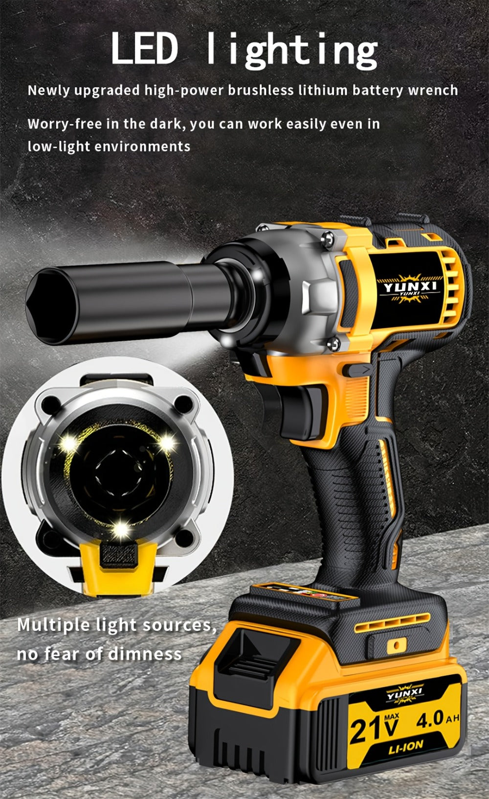 Cordless Impact Wrench 21V Brushless Electric Drill Set with 4000mAh Battery, Toolbox & Full Accessories, Wireless Power Drill for Automotive, Home & Industrial Use, Men's Gift