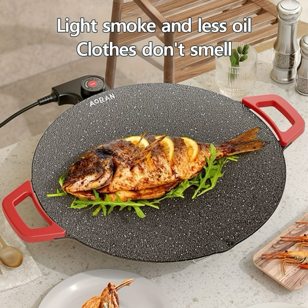 Electric Griddle Maifan Stone Non-Stick Coating 5-Speed Temperature Control - Indoor Electric Baking Pan with Red Handle, Easy Clean, for Pancakes Eggs Steak BBQ - 18¡±/19¡±/Square 26.9¡±