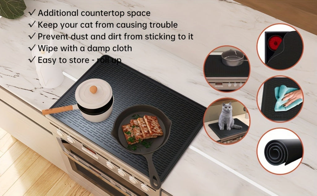 Silicone Stove Top Cover Mat 28¡±x20¡± - Heat Resistant Electric Stove Protector for Ceramic Glass Cooktop, Non-Slip Scratch Guard, Dishwasher Safe, Extra Large RV Range Cover, Multipurpose Kitchen Mat