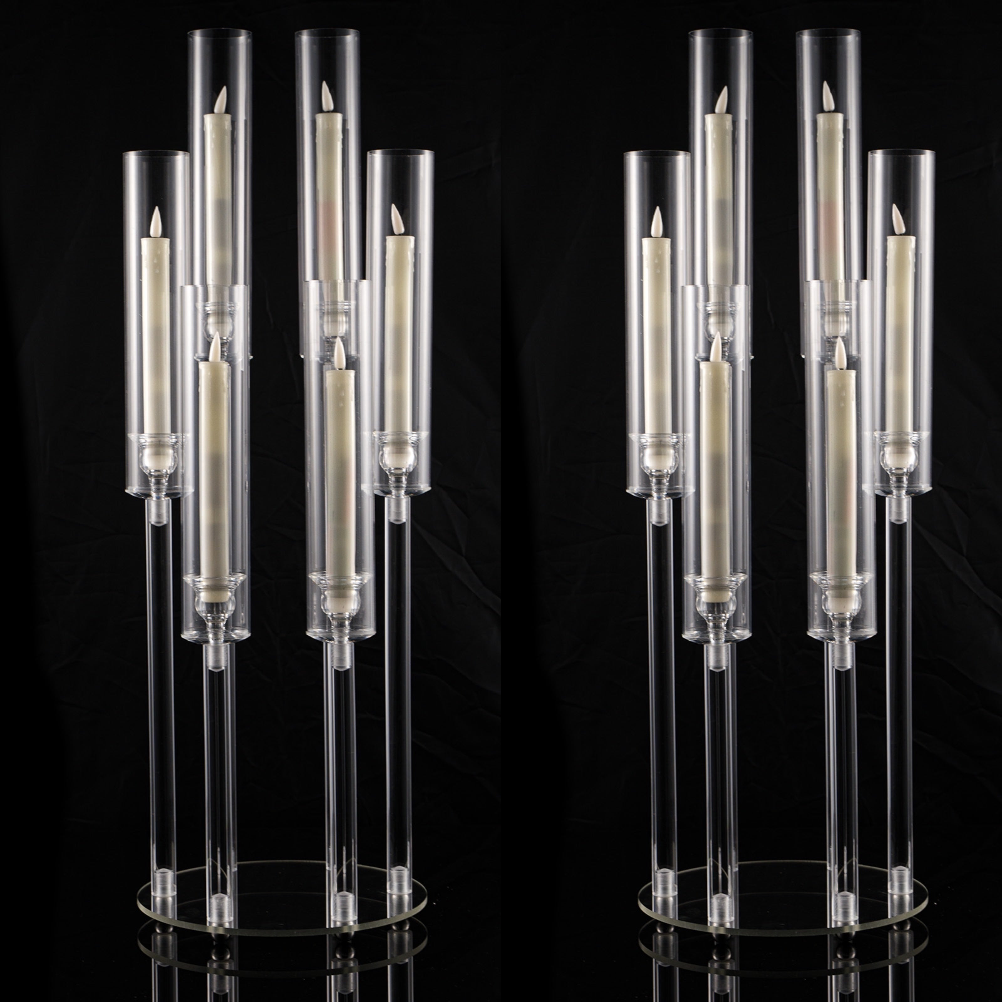 Acrylic Candelabra 6-Arm Candlestick Holder 26.8 Inch Clear Crystal Candle Holders Bulk for Wedding Table Centerpieces, Party Home Decoration, Valentine's Day Anniversary Christmas