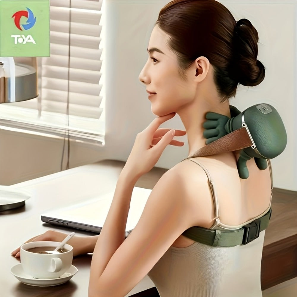 Electric Massager 4pcs Set - Portable Acupressure Kneading Device with Powerful Brushless Motor for Neck Back Shoulder Pain Relief Therapeutic Deep Tissue Massage Tool for Home Office Use