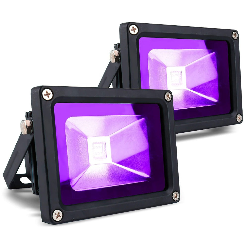 UV Black Light 10W LED Blacklight Flood Light IP44 Waterproof - 21 LEDs 385-400nm Covers 100 Sq Ft, 180¡ã Adjustable Bracket, Plug-In for Glow Party Halloween Bedroom Neon Poster Body Paint Decoration