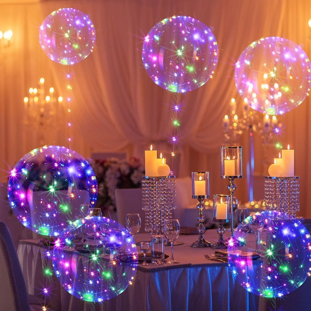 LED Bubble Balloon Set 40 Pack (20 Balloons + 20 LED Lights) for Birthday Wedding Christmas Halloween Party Decoration ¨C White & Yellow, Helium Compatible, Battery Not Included
