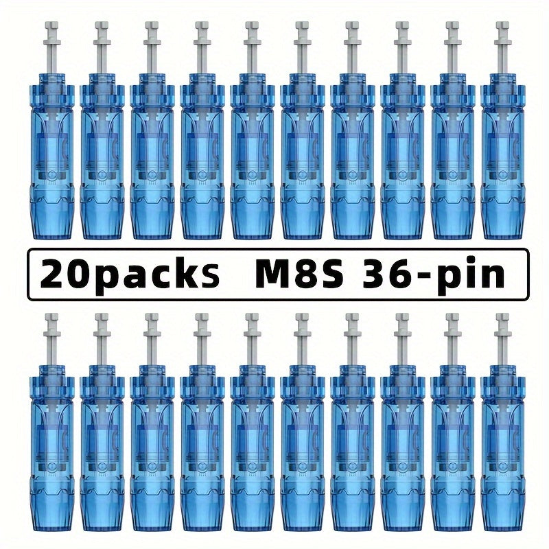 Microneedling Cartridges 20 Pack Compatible with Dr.Pen A9 A11 A8S M8S Bio Pen Q2 Ultima M8S 18-Pin 36-Pin Round Nano 0.25mm Replacement Needle Tips Derma Pen Accessories