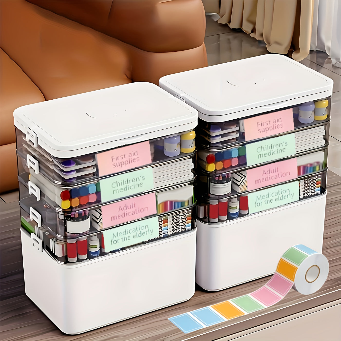 5-Tier Stackable Storage Box with Lids | Large Capacity Transparent Organizer with Handle for Home & Travel - Pill Box, Craft, Sewing, Cosmetics, Office & Bathroom Supplies, Easy to Clean, 30x16.5x31cm