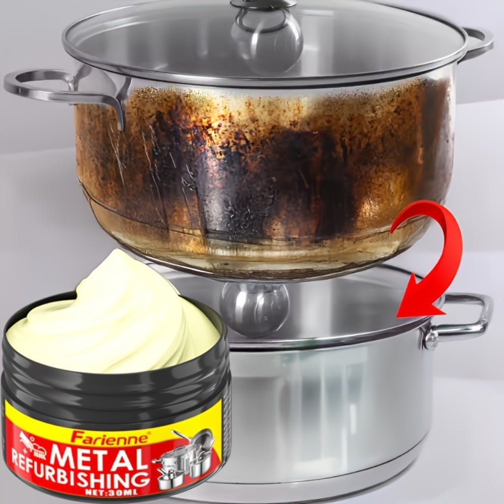 Metal Polishing Paste with Sponge Chrome & Stainless Steel Polish Gloss Agent No Residue Coconut Oil Formula for Painted Metals Car Jewelry Household