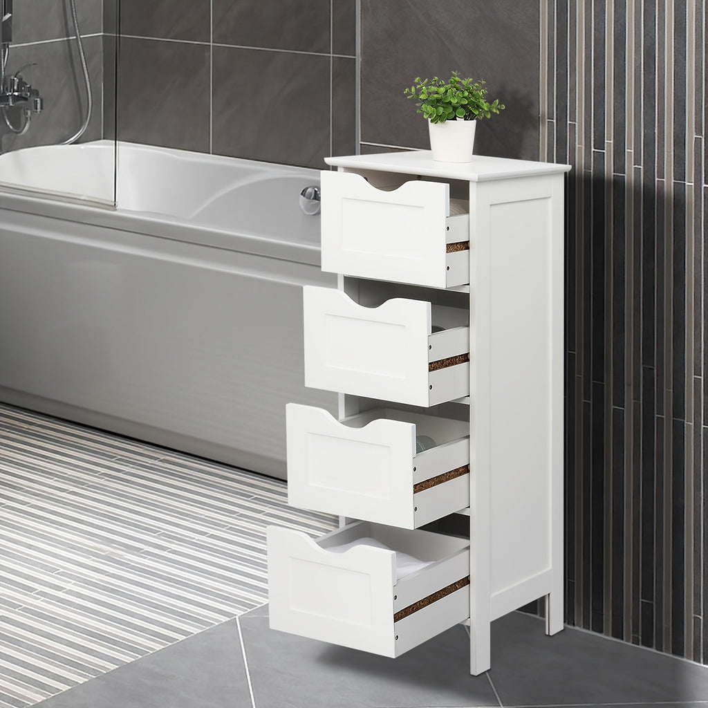Bathroom Storage Cabinet with Drawers ¨C Waterproof Freestanding Floor Cabinet with 4 Drawer Organizer for Bathroom, Bedroom, Living Room
