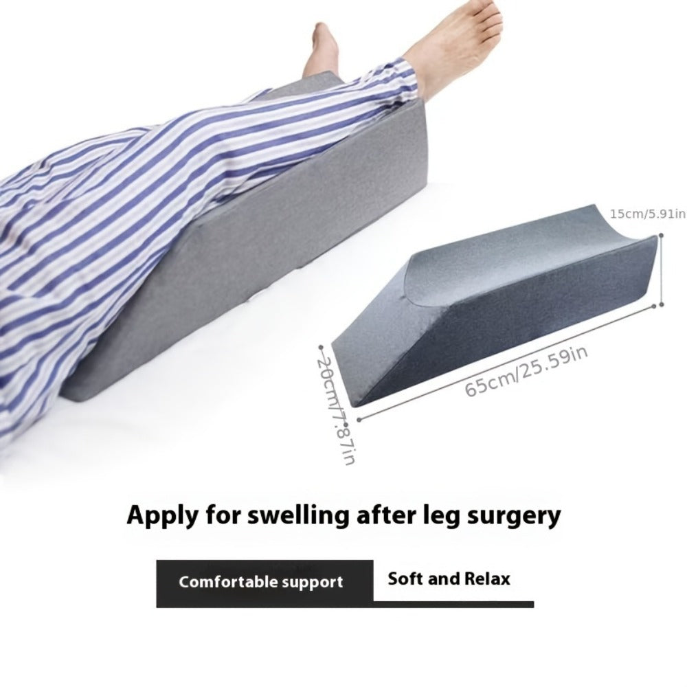 U-Shaped Leg Elevation Pillow, Wedge Leg Support Cushion for Bed Rest Recovery, Foot & Ankle Raise Pad, Flannel Cover 50x20x15cm for Post-Surgery Circulation Relief