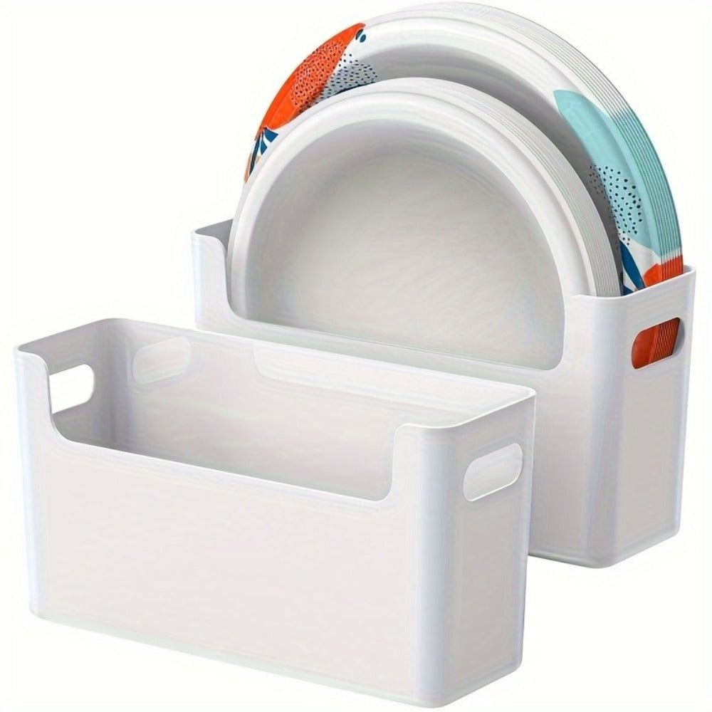 Plate Organizer for Kitchen Counter - Stackable Dish Rack for 6 to 9.5 Inch Plates, Durable Plastic Plate Storage with Colorful Lids, Space-Saving Design for Kitchen, RV, Camping or Outdoor Use