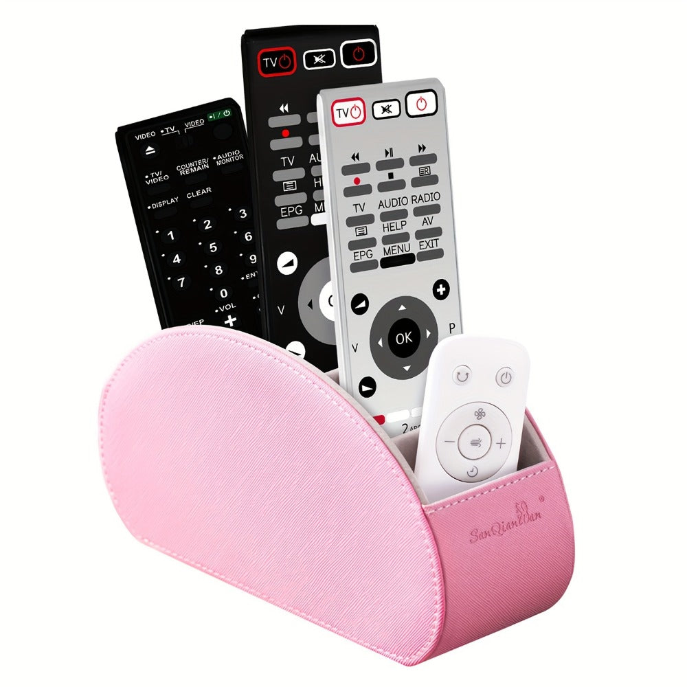 5-Compartment PU Leather Desk Organizer Remote Control Holder Storage Caddy for Office Supplies, Brushes, Pencils & Glasses