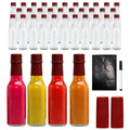 Small Sauce Bottles with Lids 5oz Sealed Inner Cover Set for Hot Sauce Salad Dressing Tomato Sauce Blueberry Fruit Vinegar - Kitchen Storage Condiment Bottles 12 16 24 36 Pack