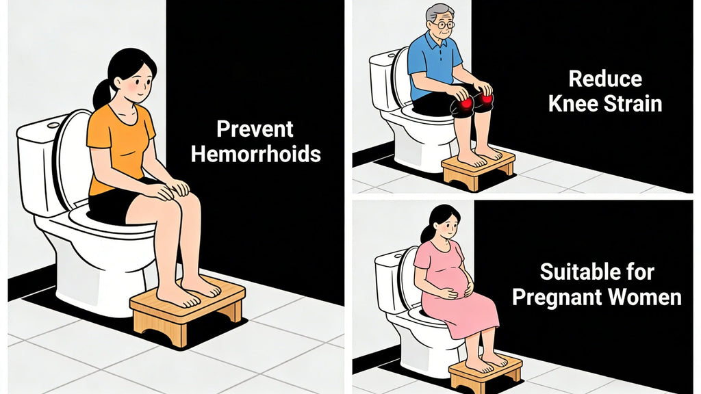 Toilet Stool Foldable Bamboo Squatting Stool ¨C Ergonomic 7-Inch Height for Natural Constipation Relief | Collapsible Non-Slip Bathroom Footstool for Space Saving, Travel & Easy Storage