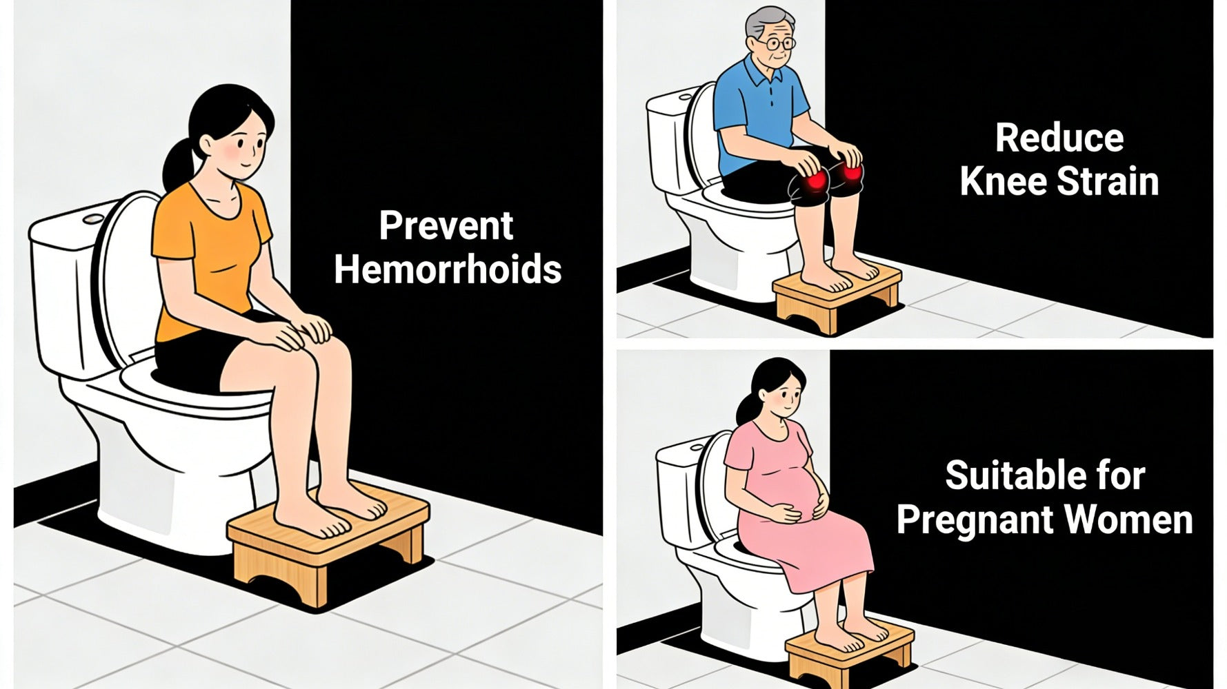 Toilet Stool Foldable Bamboo Squatting Stool ¨C Ergonomic 7-Inch Height for Natural Constipation Relief | Collapsible Non-Slip Bathroom Footstool for Space Saving, Travel & Easy Storage