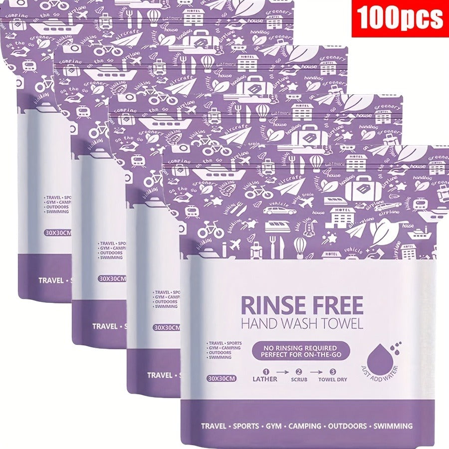 Disposable No-Rinse Soap Towel Sheets for Travel Camping Gym - Portable Foam Bath Towel Sensitive Skin Safe Wet Lather Dry All-In-One Body Wash Towel 25/50/100/250pcs