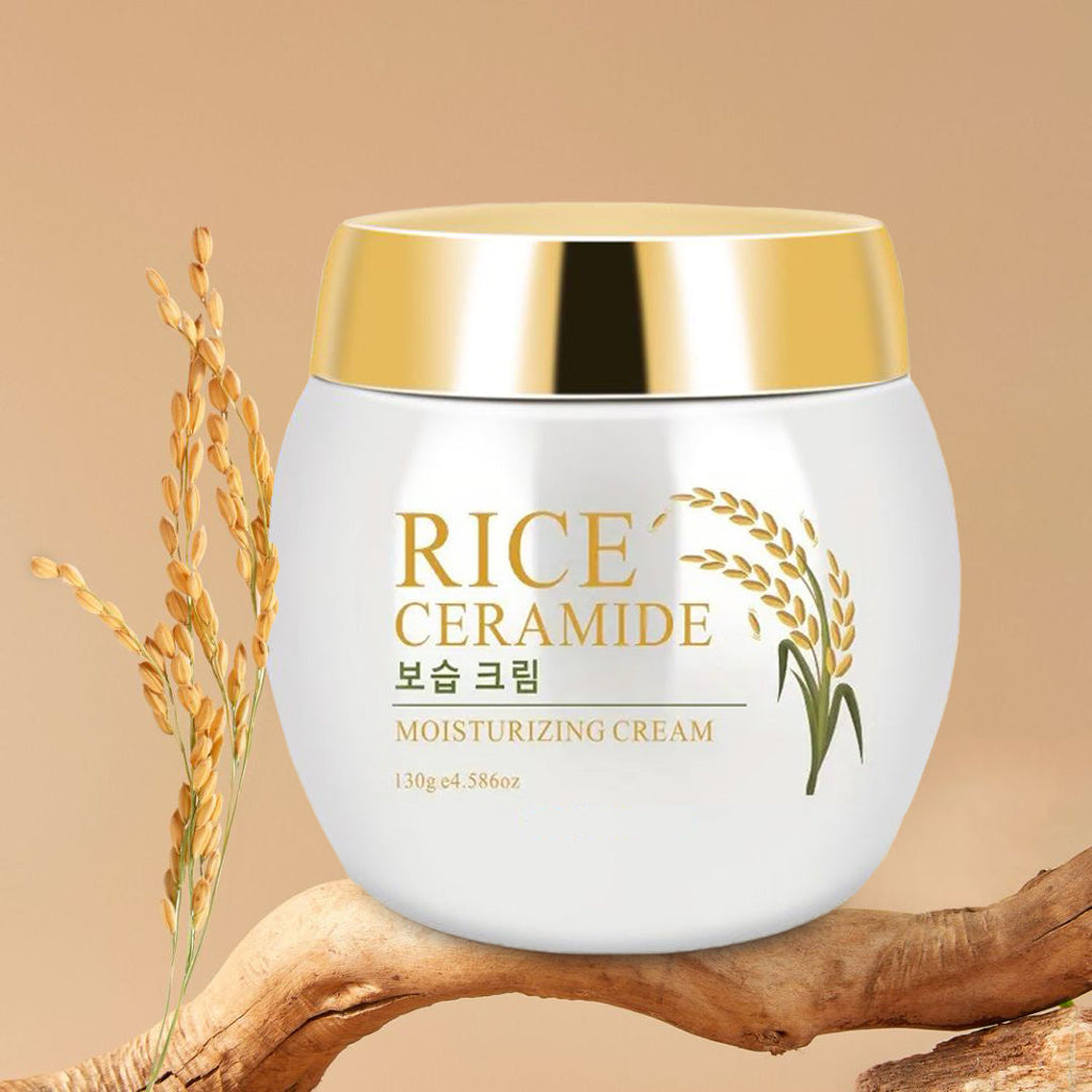 Rice Ceramide Moisturizing Face Cream 4.586oz - Deep Hydration with Rice Extract, Hyaluronic Acid & Ceramide | 24-Hour Nourishment | Day & Night | Dry & Sensitive Skin