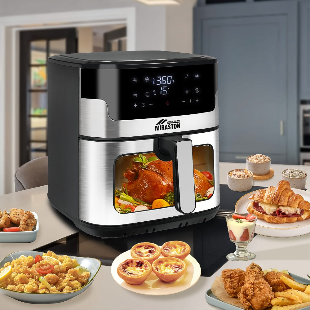 8.5QT Digital Air Fryer 8-in-1 with Touchscreen Display & 8 Presets, 1500W Air Fry, Bake, Roast & Broil, Stainless Steel Basket, Large Capacity Family Air Fryer, 120V, Black