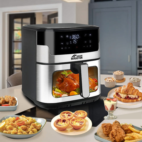 8.5QT Digital Air Fryer 8-in-1 with Touchscreen Display & 8 Presets, 1500W Air Fry, Bake, Roast & Broil, Stainless Steel Basket, Large Capacity Family Air Fryer, 120V, Black