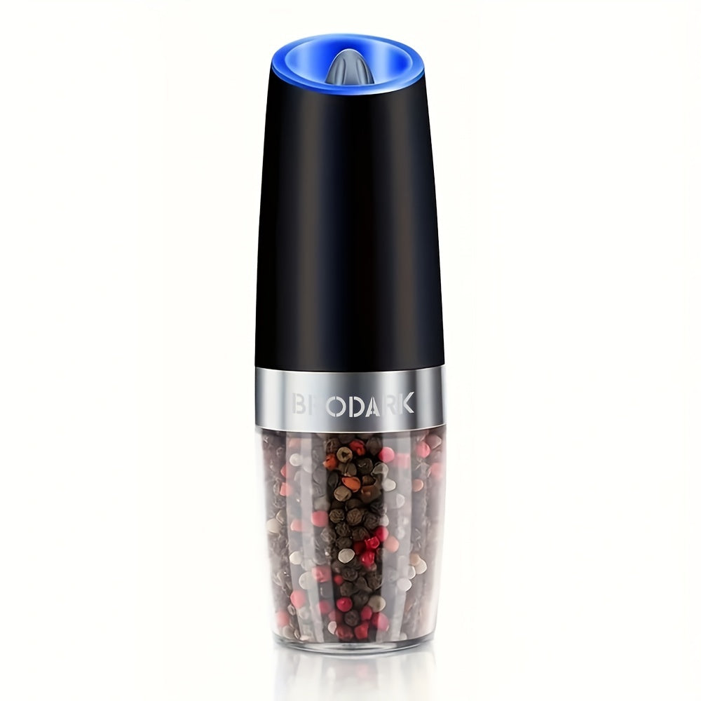 Electric Salt and Pepper Grinder Set Battery Powered Gravity Sensor | One-Hand Automatic Operation LED Light | Adjustable Coarseness Mill Shaker | Kitchen Gadget Gift Idea in Black & Silver