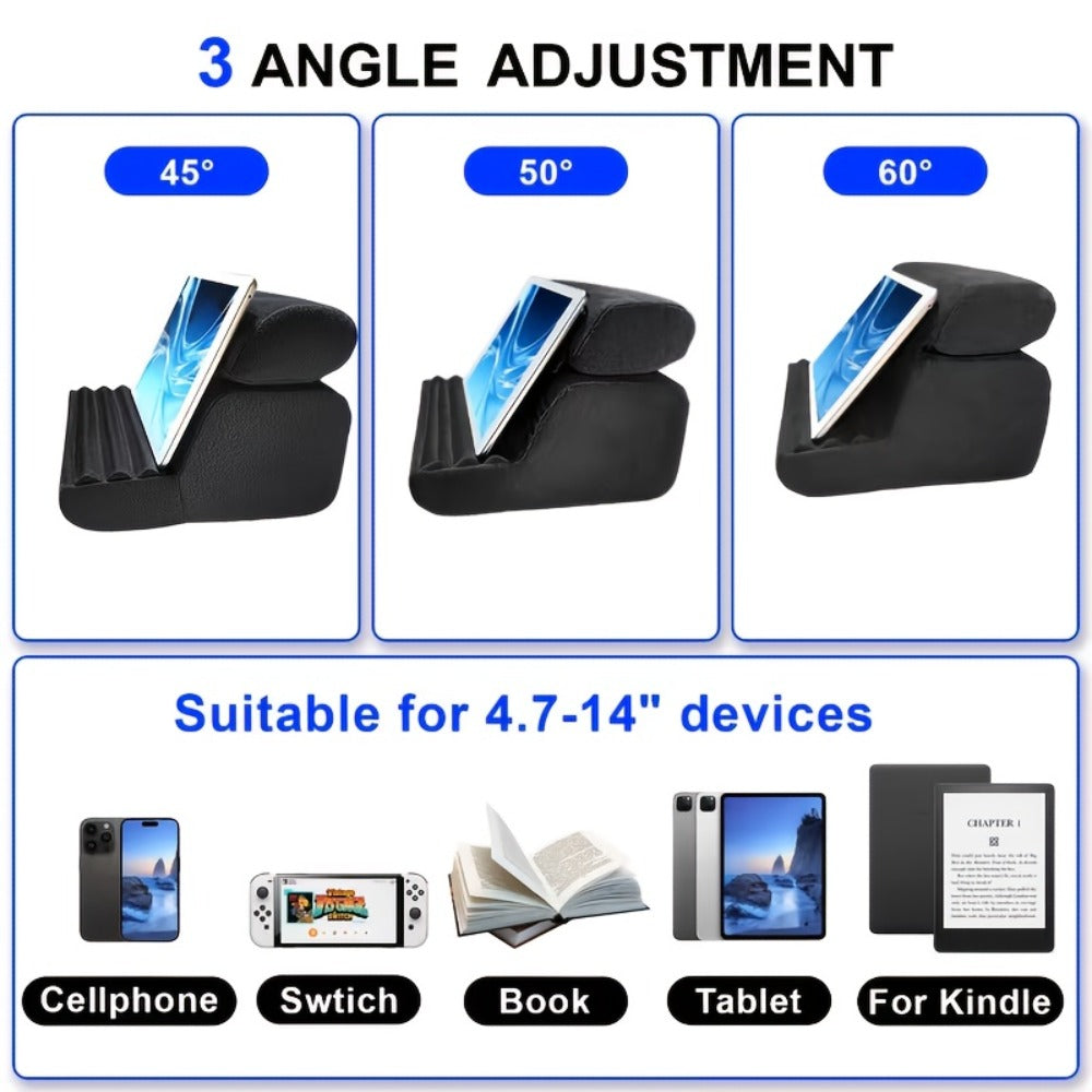Tablet Pillow Stand Lap Bed Holder ¨C Hands-Free Viewing, Foldable, Washable Cover, Fits iPad iPhone E-Reader