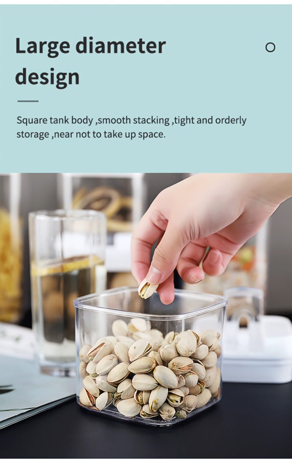 Plastic Food Storage Containers with Lids BPA Free - Leak Proof Airtight Kitchen Organizer Set for Cereal Grain Nuts Snacks Cookies Fruit Sugar - 3, 4, 6 & 7 Piece Sets
