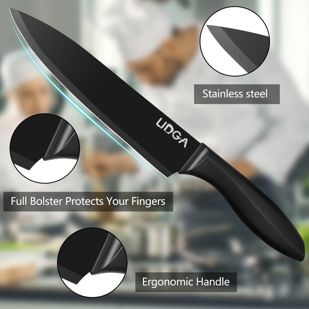 Stainless Steel Kitchen Knife Set Chef Knife Damascus Black Knife Block