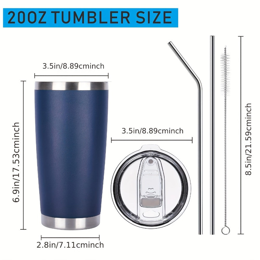Stainless Steel Insulated Tumblers with Lid and Straw Bulk 20oz 304 Double Wall Vacuum Travel Mug for Hot Iced Coffee Drinks Water Cup Set 8pcs 12pcs 24pcs White Navy Blue Red Silver Black Mix