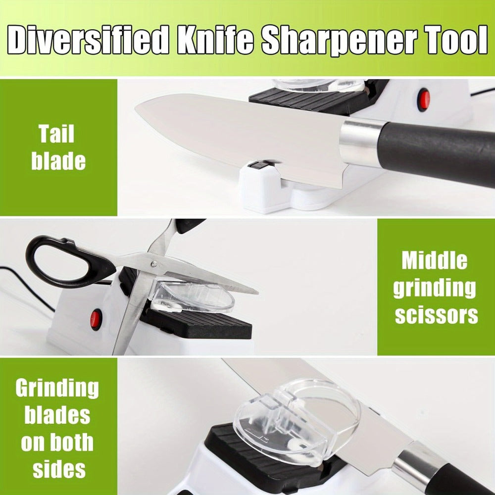 Electric Knife Sharpener with 5 Double-Sided Stones - USB Powered Professional Kitchen Knife Sharpener for Quick Sharpening & Polishing with Protective Cover