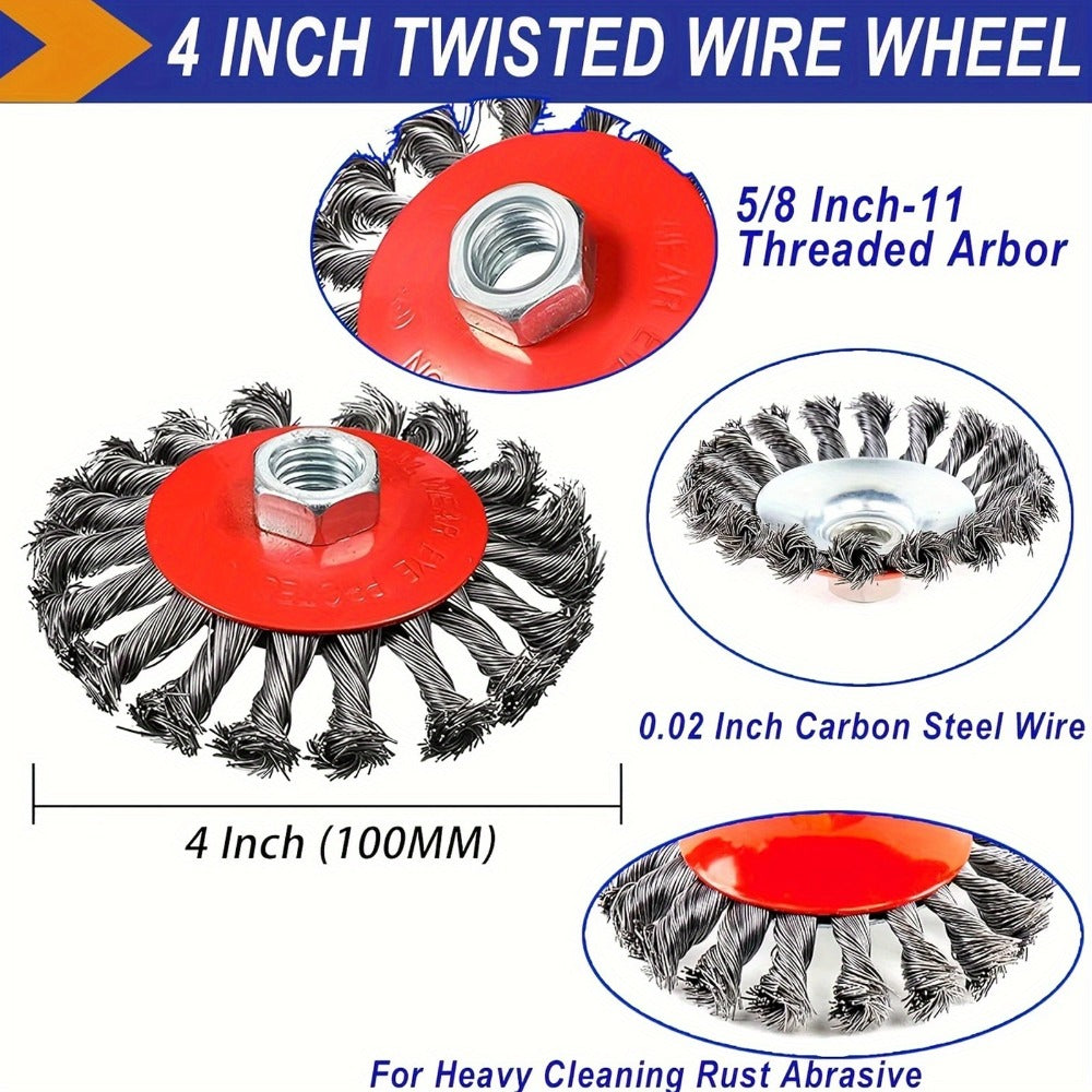 Wire Wheel Cup Brush 4 Inch Stainless Steel for Angle Grinder 2 Pack Metal Cleaning Rust Removal Paint Stripping Weld Cleaning Tool for DIY Professional Mechanics Craftsmen