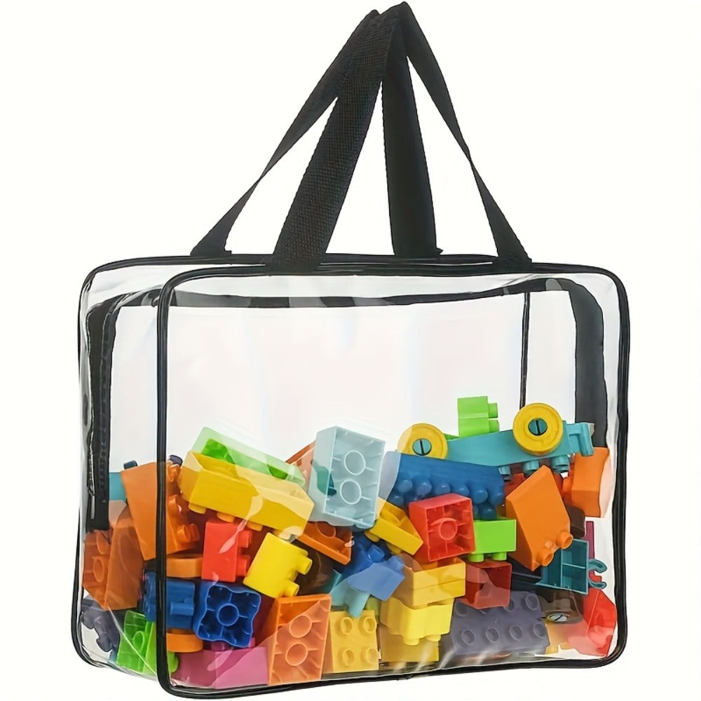Clear PVC Storage Bags Set of 4 - Transparent Zipper Organizer Bags, Foldable Portable Multi-Use Storage for Home Travel