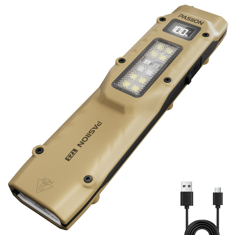 EDC Tactical Flashlight 1500 Lumen USB Rechargeable | Flat Slim Pocket Flashlight High CRI 5 Modes Red Warning Light | Camping Emergency Outdoor Work Gift for Men