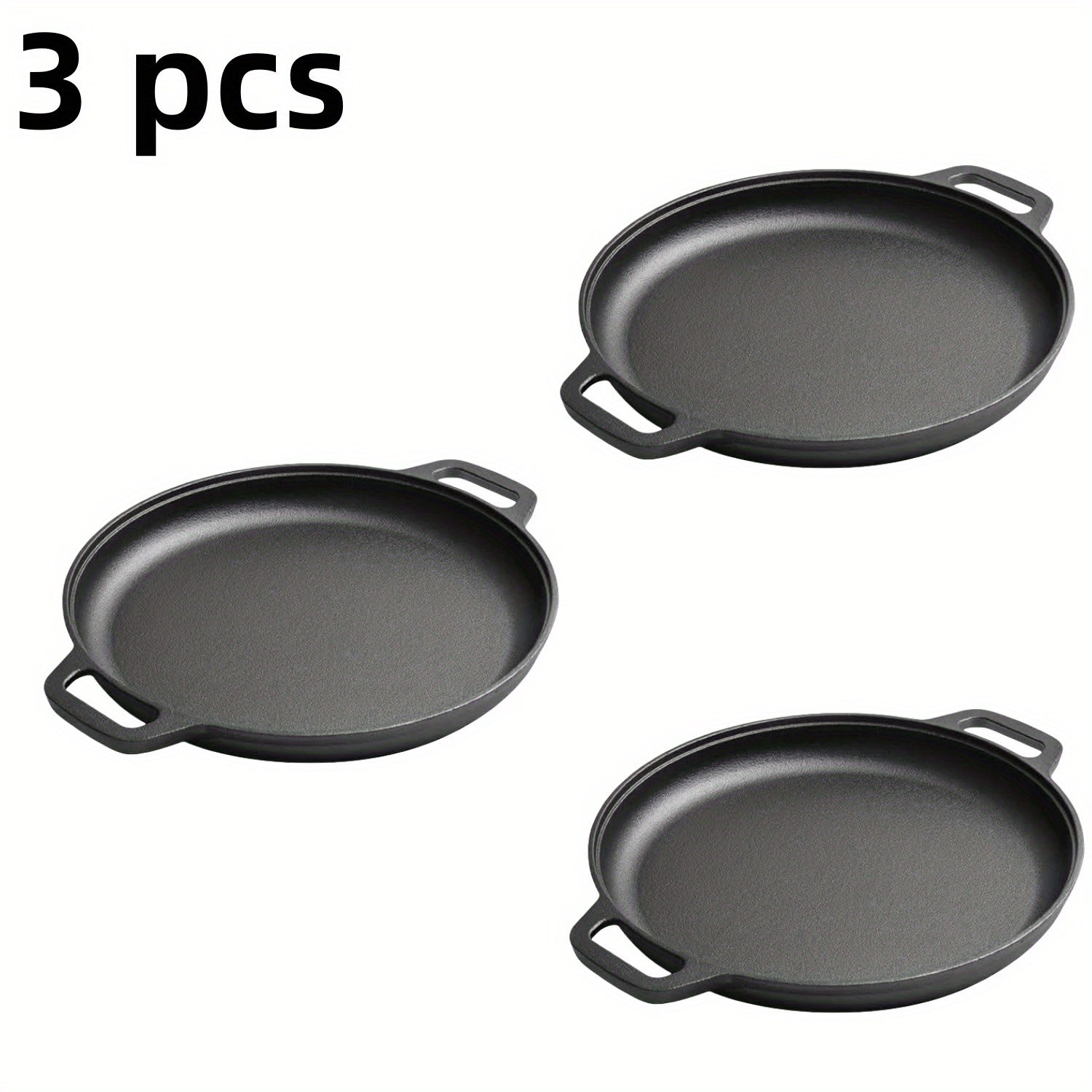 Pre-Seasoned Cast Iron Pan Set - Non-Stick Multifunctional Skillet for Pizza Home Kitchen Outdoor Cooking, Even Heating Compatible with All Stoves, 1/2/3 Piece Options