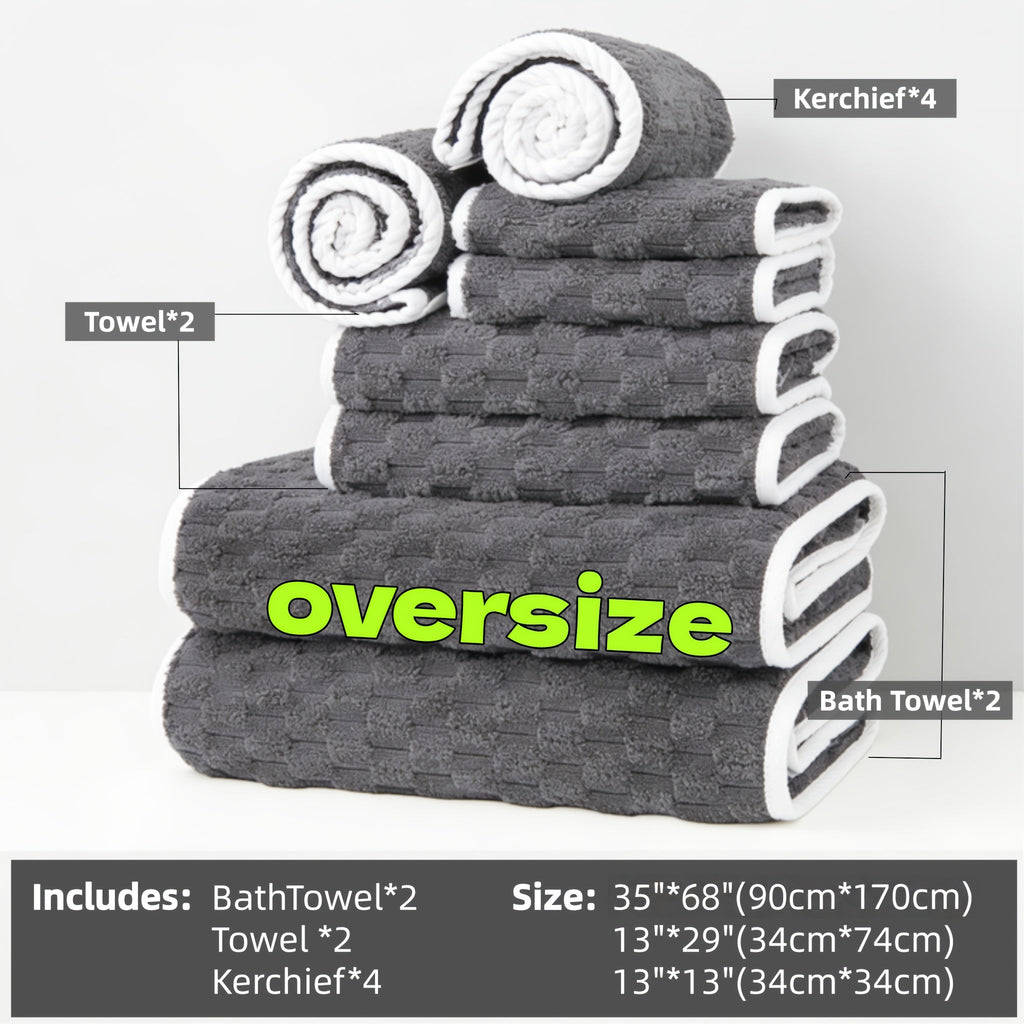 Waffle Weave Bath Towels Set 4 Pack or 8 Pack - Ultra Soft Super Absorbent Quick Dry Microfiber Moire Textured Towels | Spa Gym Travel Daily Use | Multi-Color Sets Gray Pink Blue Beige Gift Set