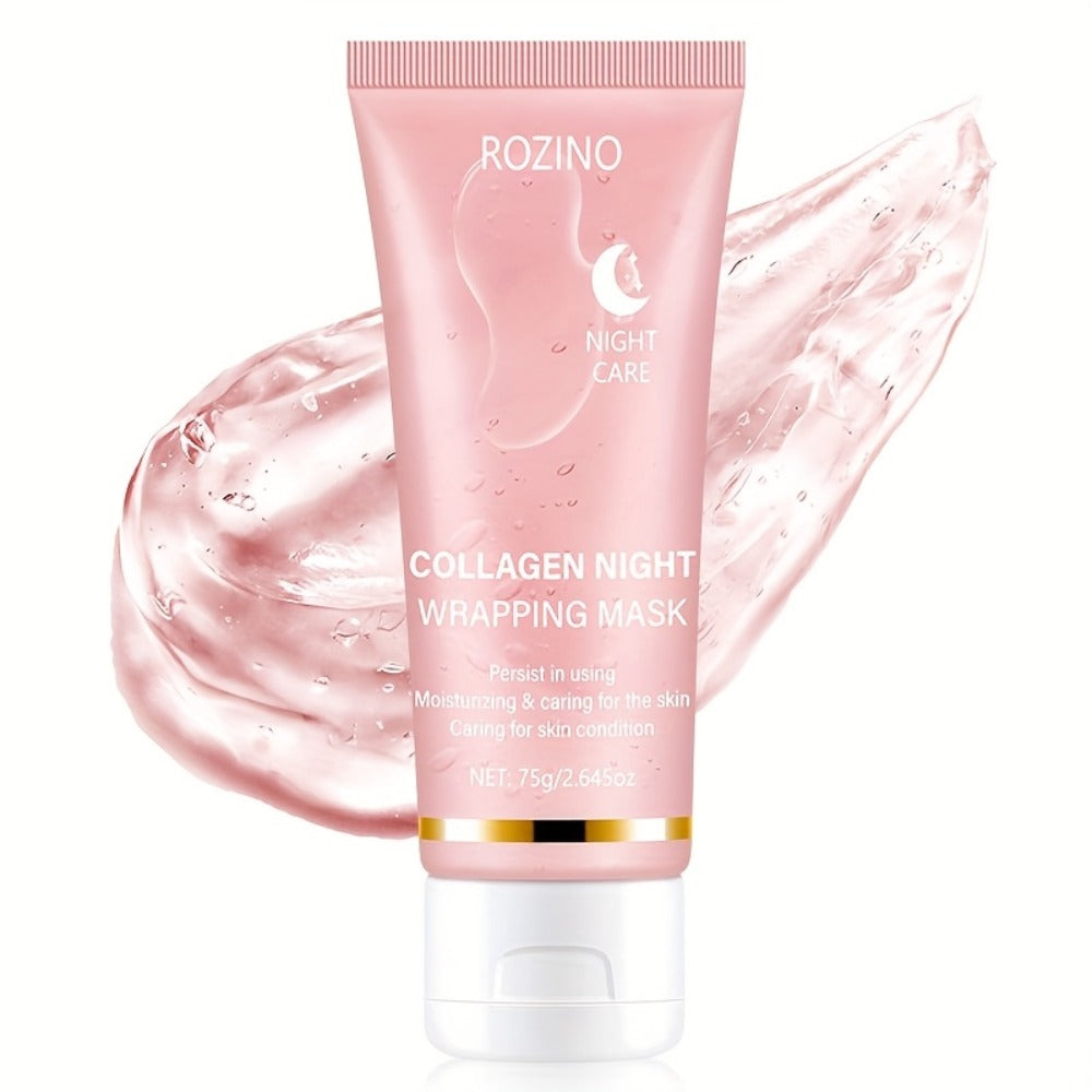 Collagen Overnight Wrapping Facial Mask with Hyaluronic Acid - Korean Skincare Sleep Mask for Glowing Skin, Deep Hydration, Firming & Anti-Sagging | 2.645oz