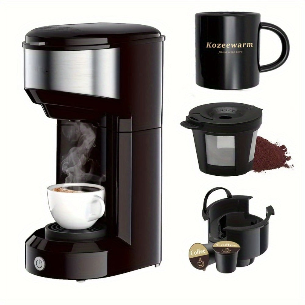 3-in-1 Coffee Machine Single Serve Brewer for K-Cup Pods Ground Coffee and Tea Compact with Reservoir for Kitchen Office Home Dark Blue Black Blue Red Green