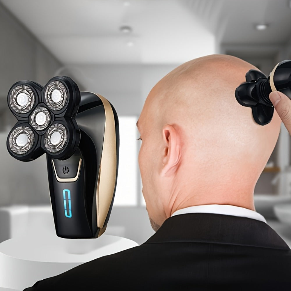 Bald Head Shaver for Men - Rechargeable Electric Razor for Bald Head & Beard Grooming, Multi-Functional Sensitive Skin Shaving Tool, Portable Professional Electric Shaver for Home & Travel Use