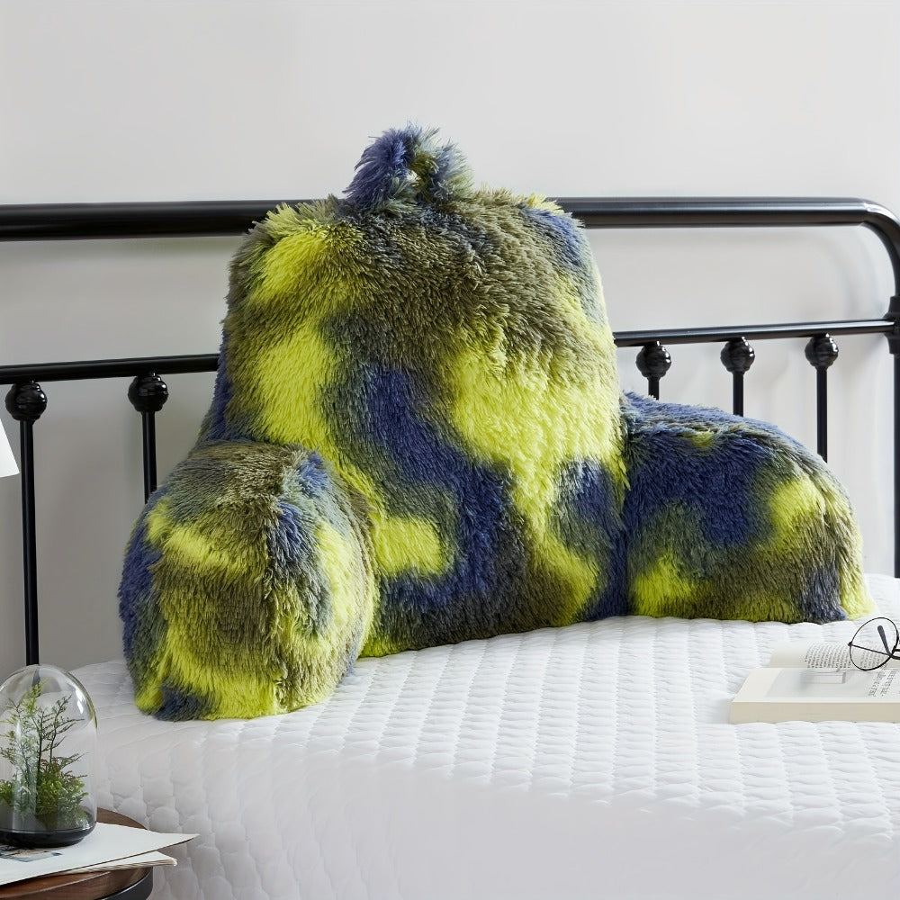 Reading Pillow with Arms - Camo Tie-Dye Plush Backrest Pillow for Bed, Ergonomic Sit-Up Support for Reading, Gaming & Studying, Fluffy Boyfriend Pillow with Medium-Firm Fill, Cozy Home Decor