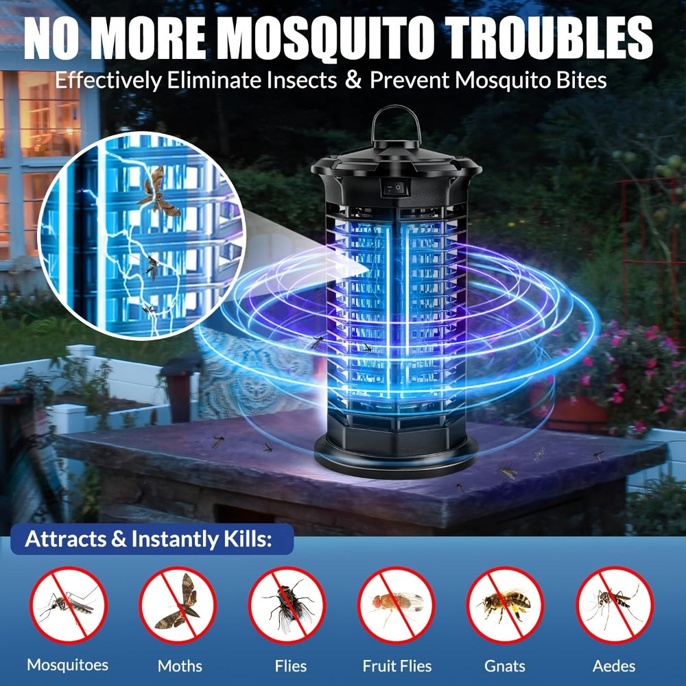 IPX4 Waterproof Bug Zapper Plug-In ¨C Electric Flying Insect Trap with LED Light & ABS Housing, Indoor Mosquito Zapper for Home, Bedroom, Kitchen & Patio, Safe Chemical-Free Fly Trap ¨C Black