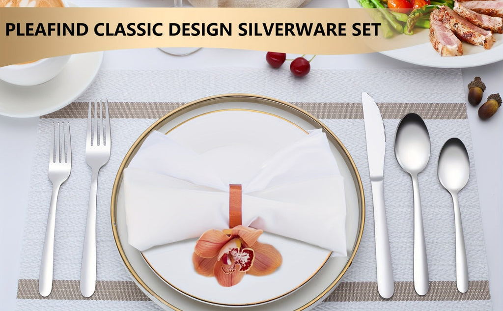 Stainless Steel Silverware Set 60 or 90 Piece with Gift Box ¨C Service for 12 or 18, Includes Steak Knives, Salad Forks & Dessert Spoons, Dishwasher Safe Cutlery for Home, Wedding & Outdoor