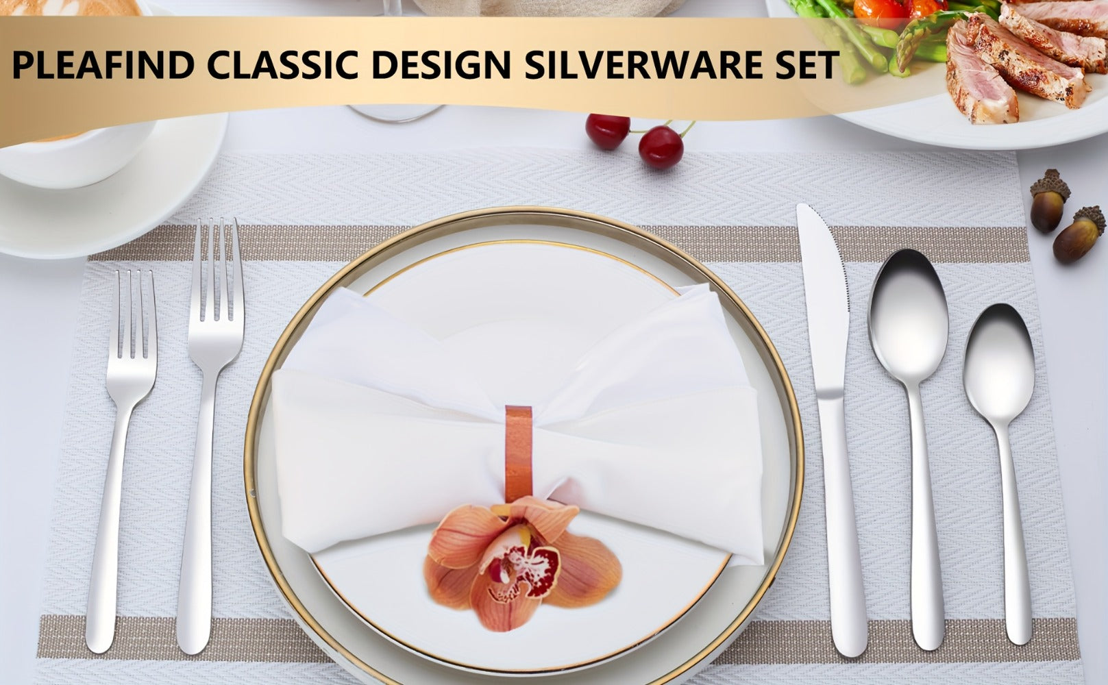 Stainless Steel Silverware Set 60 or 90 Piece with Gift Box ¨C Service for 12 or 18, Includes Steak Knives, Salad Forks & Dessert Spoons, Dishwasher Safe Cutlery for Home, Wedding & Outdoor