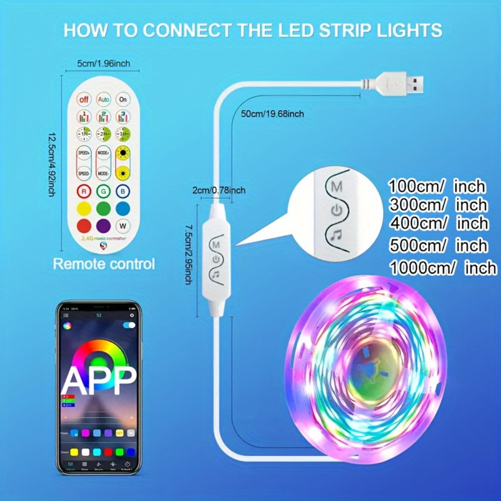 RGBIC TV Backlight Strip Lights for 10-85 Inch TV & Monitor, USB Powered Smart LED Bias Lighting with App Control, IR Remote, Music Sync, Color Changing, Bedroom Living Room Kitchen Christmas Decoration
