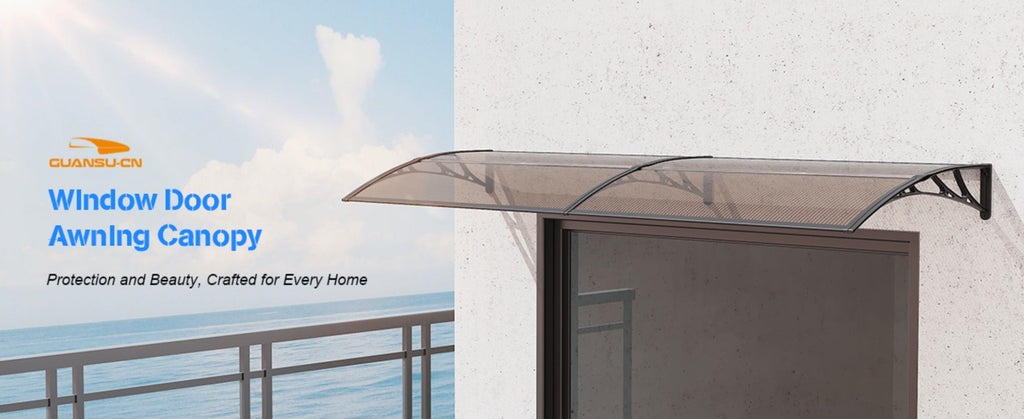 Window Awning Door Canopy Polycarbonate Overhang ¨C UPF 50+ UV & Rain Protection, Leak-Proof Hollow Sheet, Weather-Resistant Outdoor Patio Awning for Doorways, Windows, Storefronts ¨C Multiple Sizes & Colors