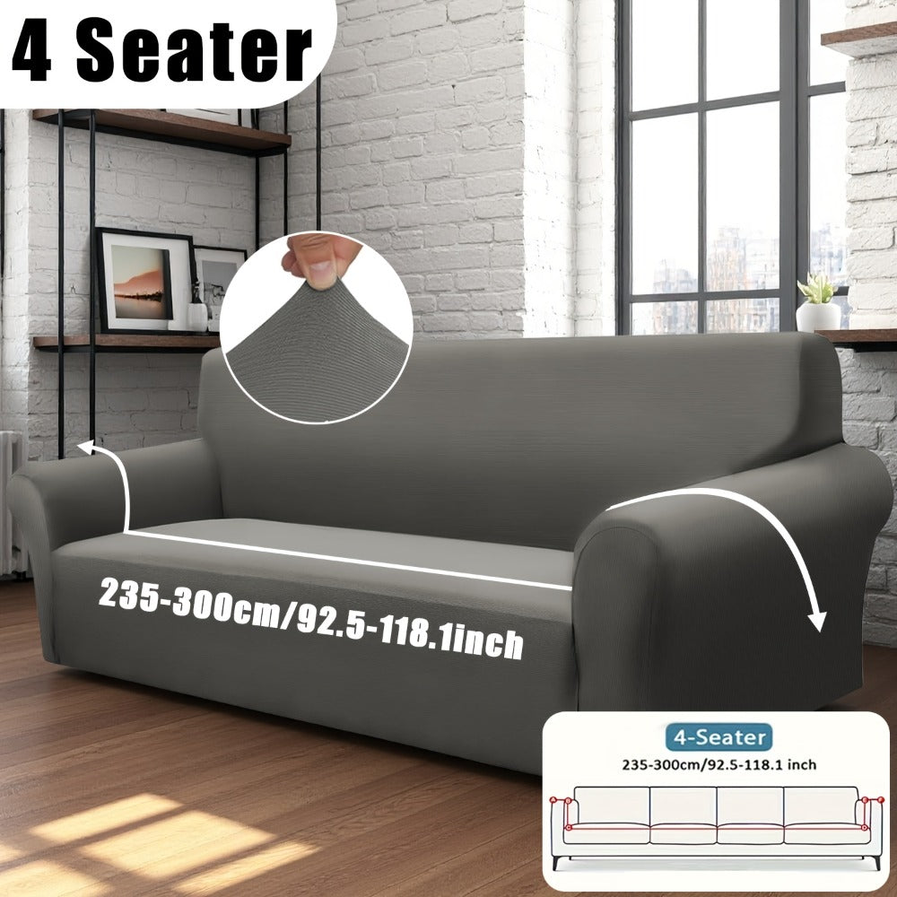 Stretch Sofa Cover Elastic Band | Milk Fiber Fabric Slipcover, Machine Washable Polyester Spandex, 1 to 4 Seater Armchair Couch Cover, Red Gray Blue Black Coffee, Home Decor