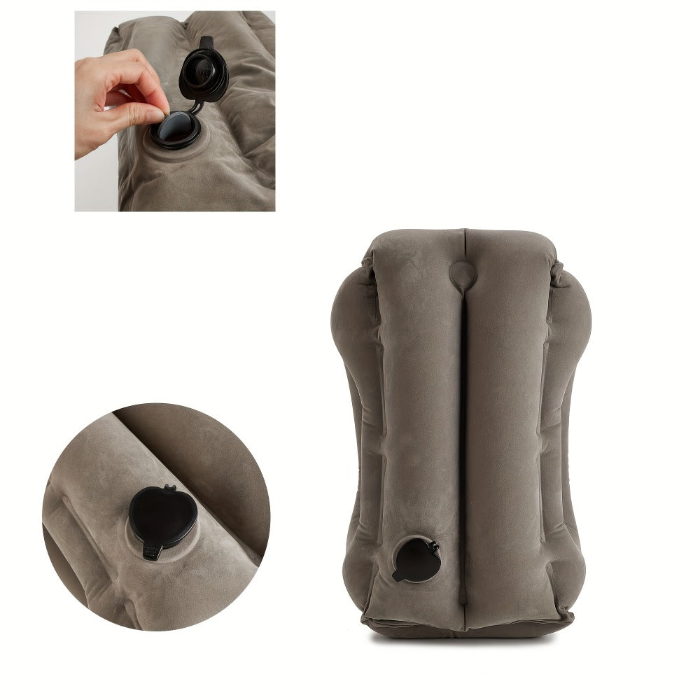 Inflatable Travel Pillow for Neck & Lumbar Support - Portable Air Pillow for Airplane, Car, Bus & Office Sleeping, Compact Ergonomic Rest Cushion for Adults, Blue, Black, Gray