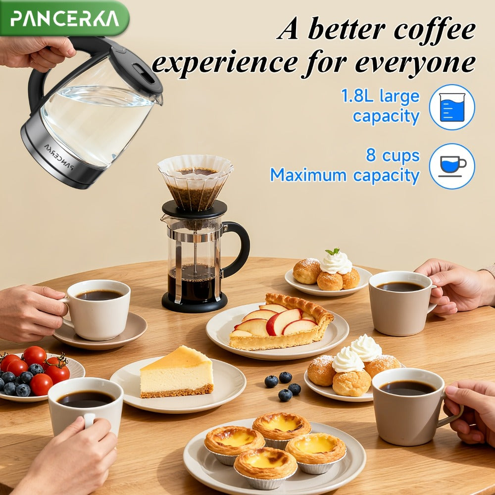 Electric Kettle 1000W BPA Free Auto Shut-Off Stainless Steel Fast Boiling Hot Water Kettle 1.7L Cordless Tea Kettle with Filter Boil-Dry Protection Black