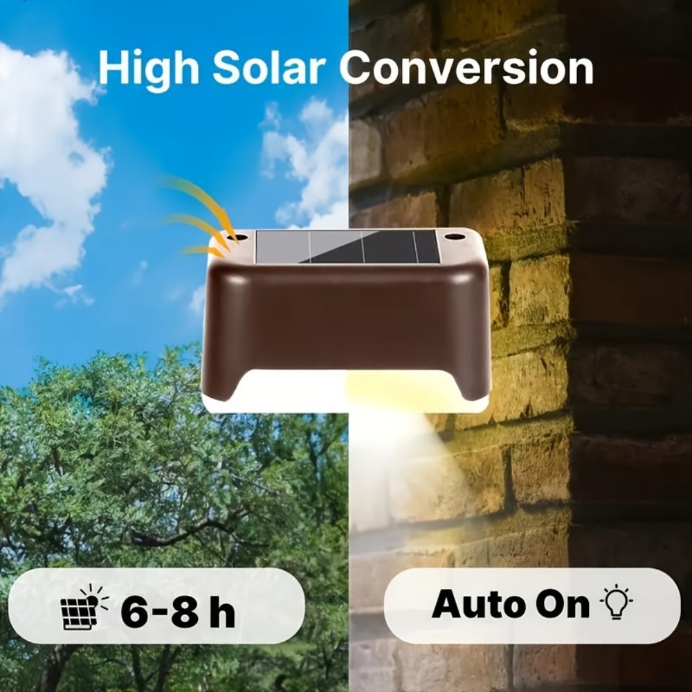Solar Powered LED Deck Lights ¨C Auto On/Off Outdoor Step Lights for Stairs, Fence, Pathway & Patio, 12-Hour Continuous Lighting, Weatherproof Solar Stair Lights for Garden, Yard & Commercial Use